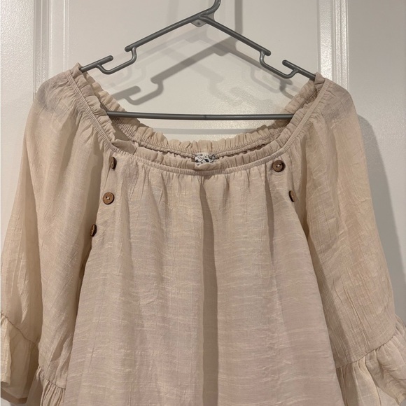 NAIF Cream Ruffled Off-Shoulder Sundress - Picture 2 of 6